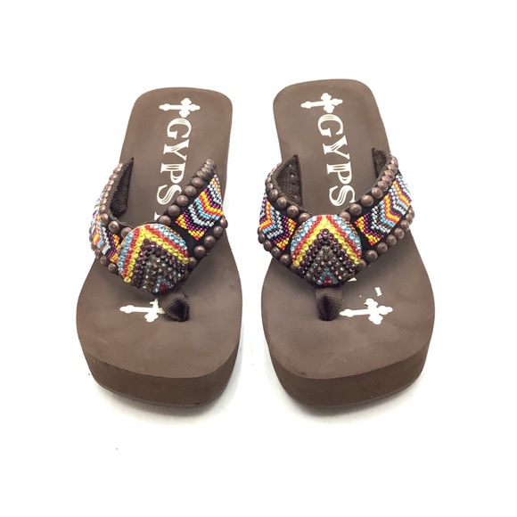 Gypsy Soule Women's Sandals Brown/Mutl Color Swarovski Crystals Size: 11 - Picture 3 of 6
